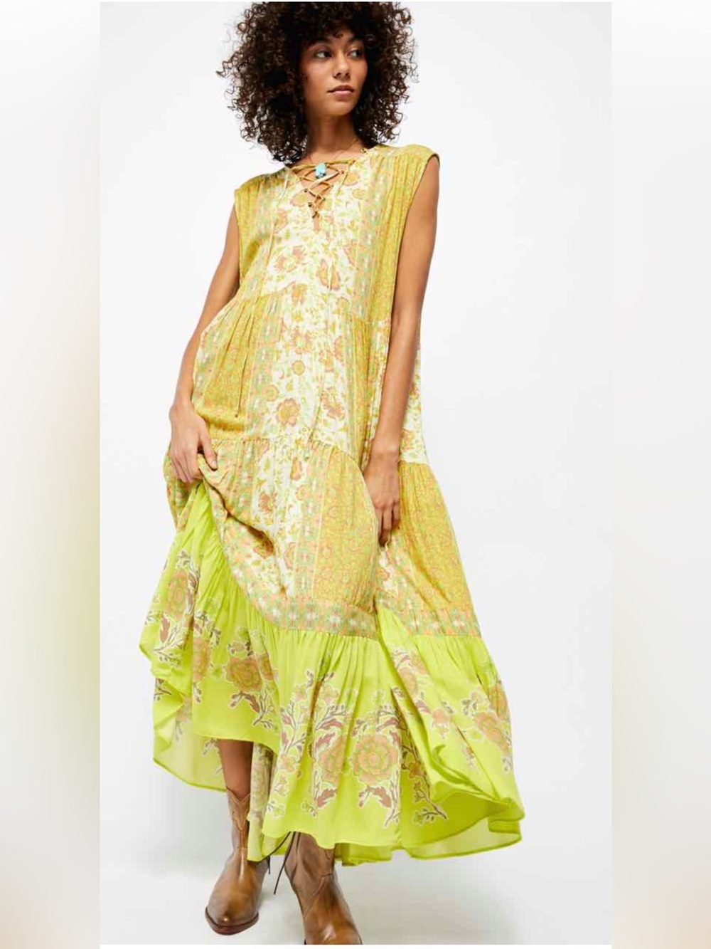 NWT Free People Hanalei Bay Yellow Maxi Size M as Seen on Episode 6 Home Town - Picture 16 of 16